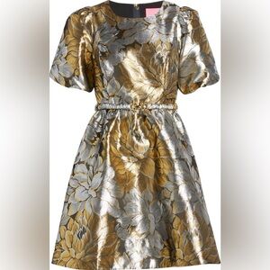 Lilly Pulitzer Priyanka Dress Gold Peony Brocade Women's Size 8 - $278 Retail